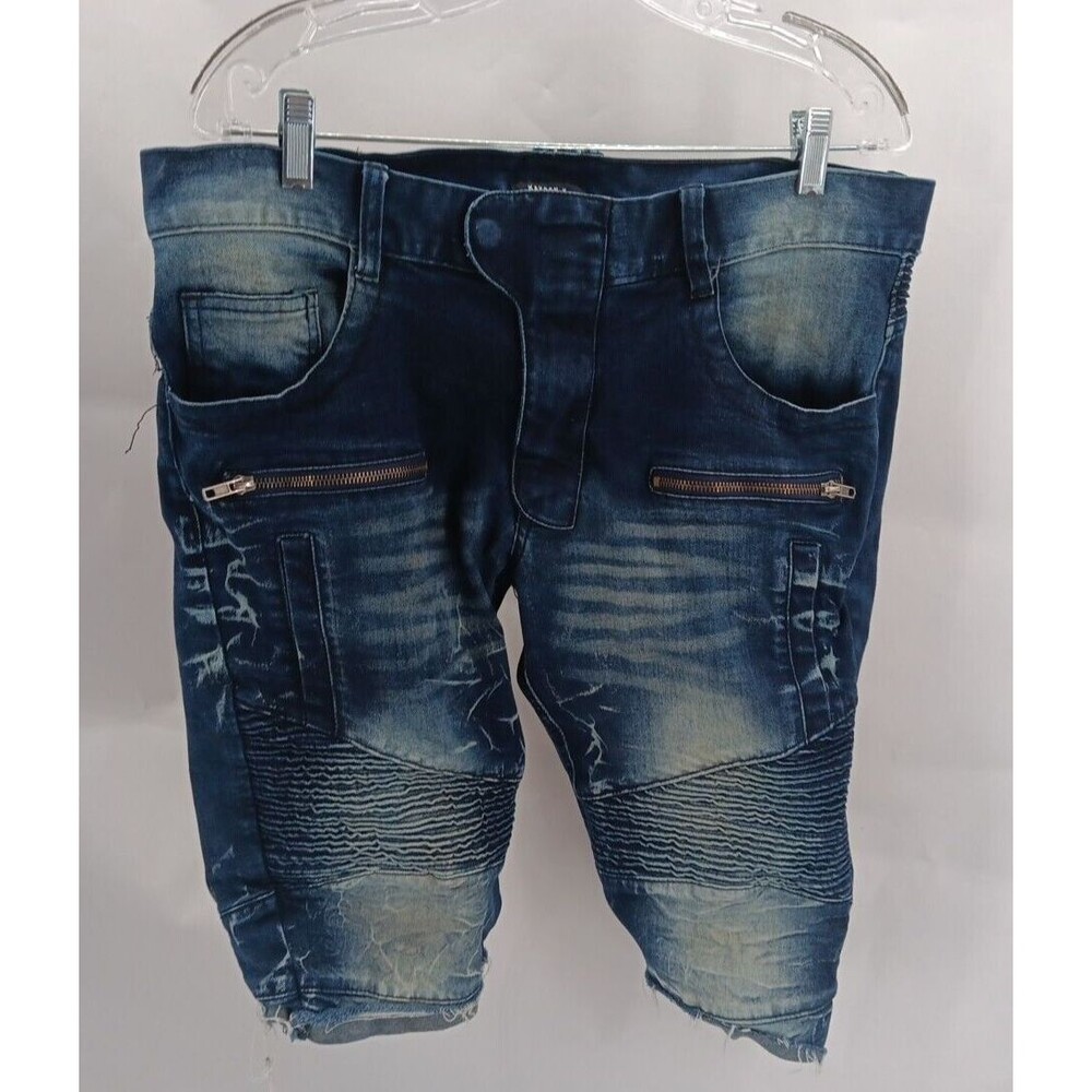 Kayden K Shorts Men's Size: 36 Loose  Denim Dark Blue Streetwear Y2K Skate